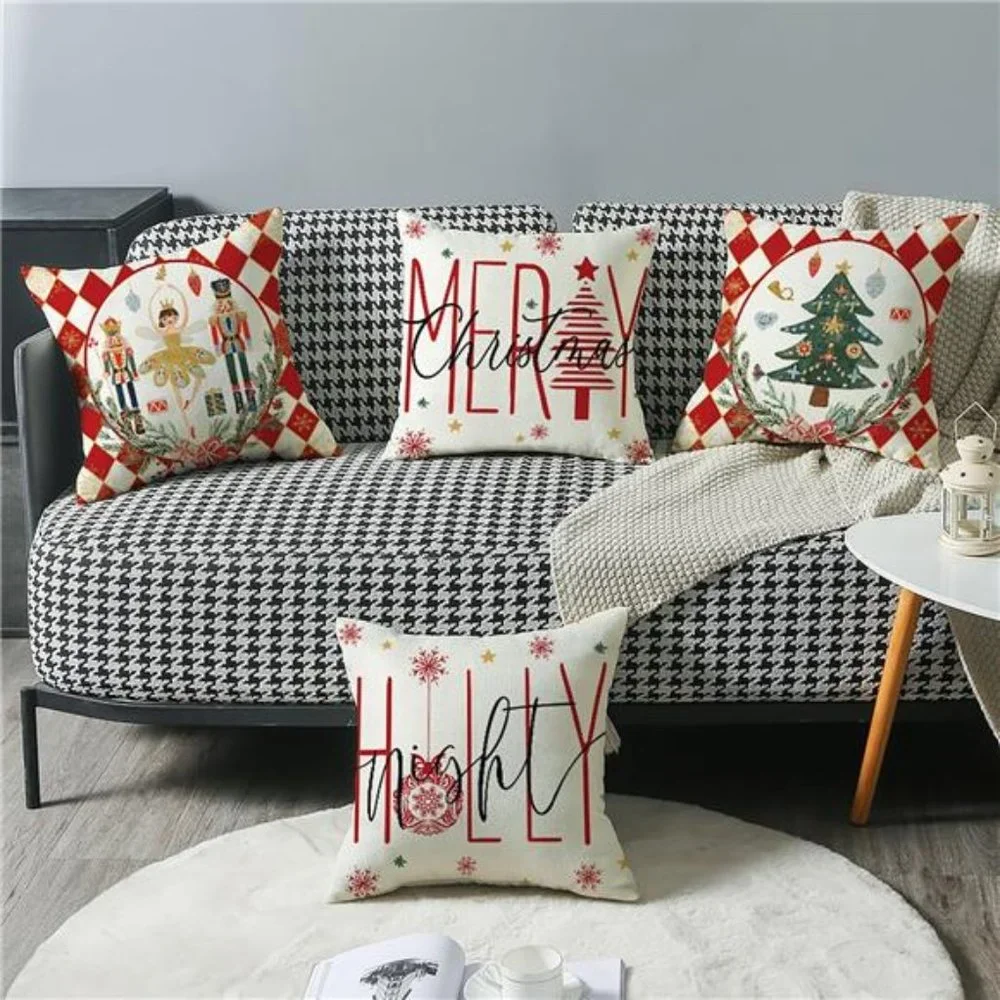 Christmas Pillow Covers Nutcracker Holiday Decor Decorative Cases Decoration Red
